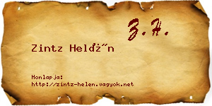 Zintz Helén névjegykártya